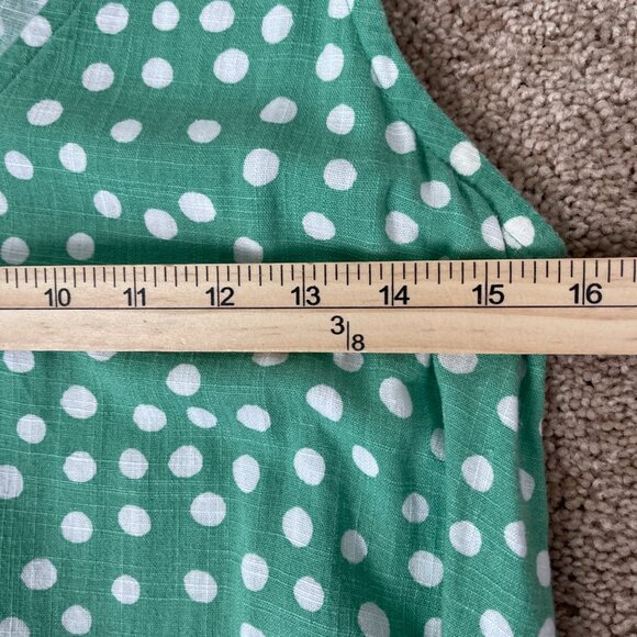 Loft Linen Dress Womens S Green Sleeveless Polka-dot Sundress Vacation Resort - Picture 6 of 8